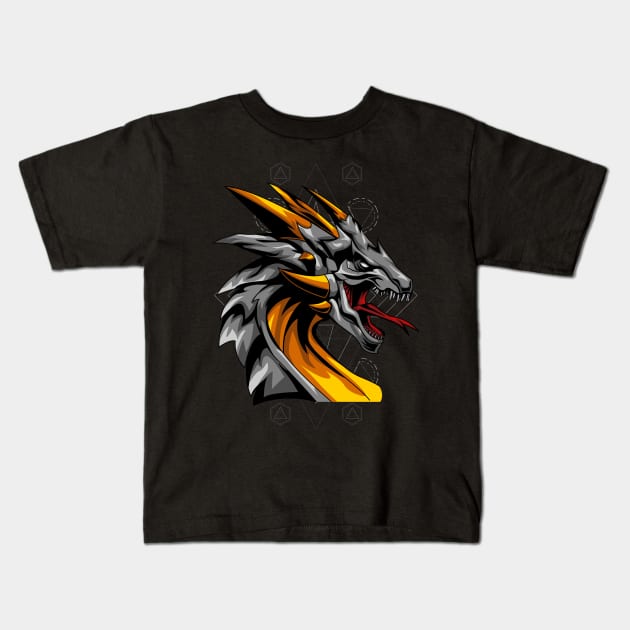 dragon head line art Kids T-Shirt by SHINIGAMII